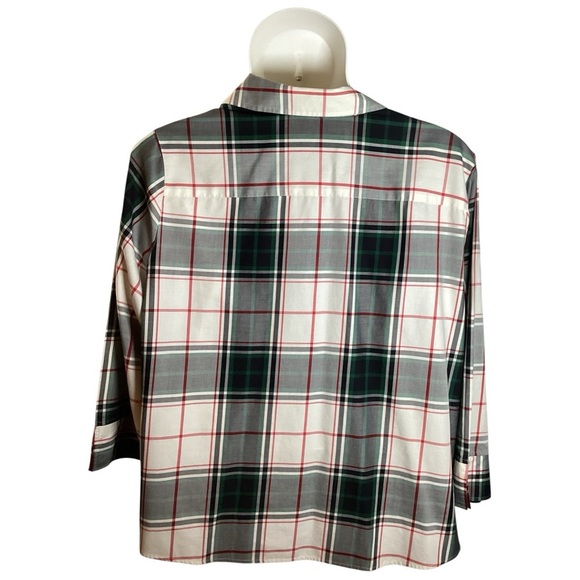 Foxcroft Gray and Green Plaid Button Down Shirt, Plus Size 24W - Picture 2 of 7